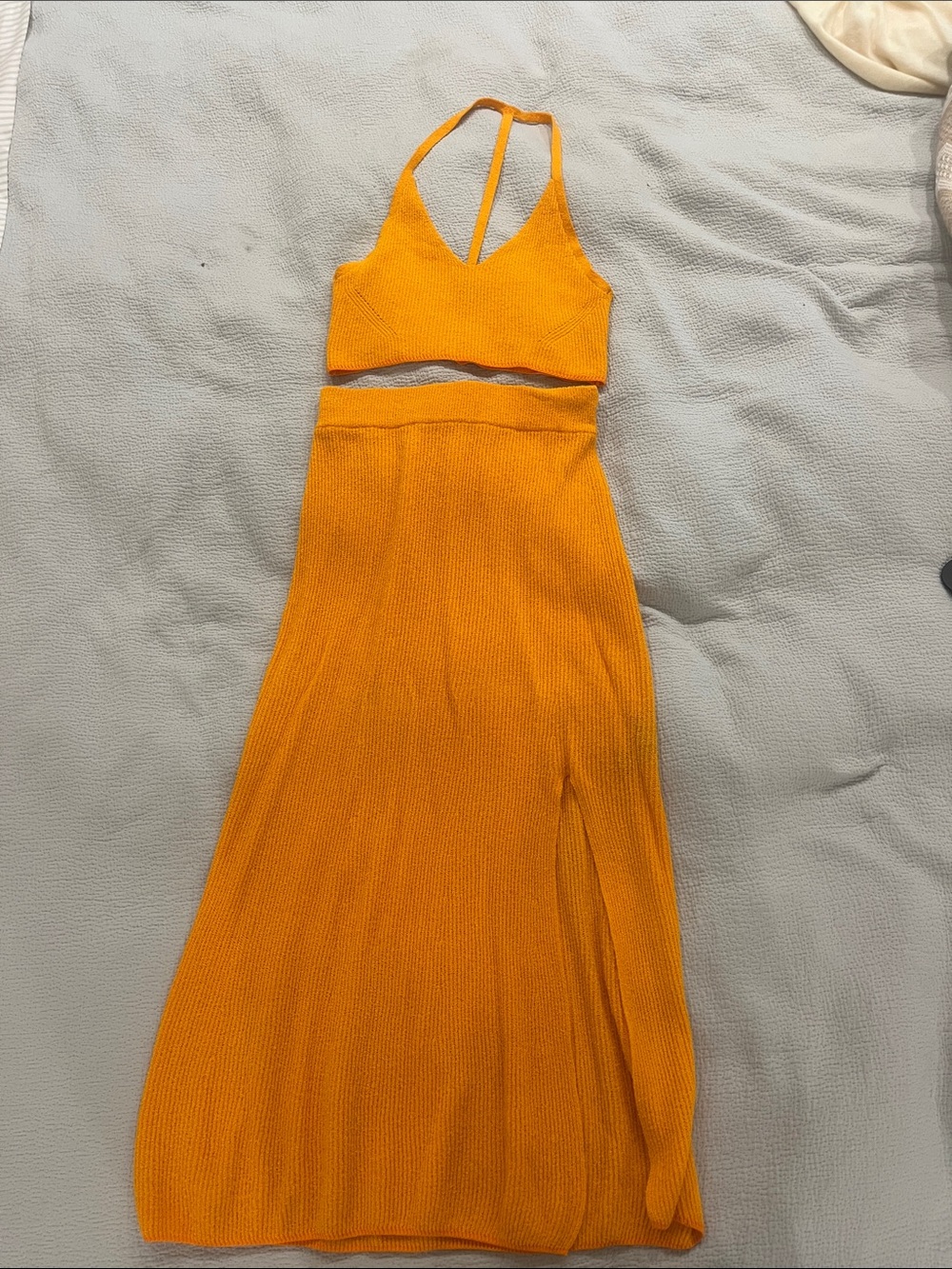 rag & bone Vibrant Orange Halter Knit top and skirt